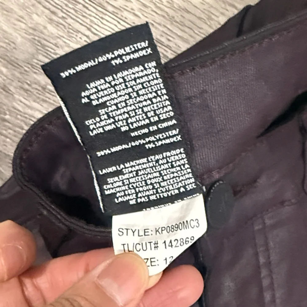 Kut from the Kloth High Rise Pants 12 Coated Stretchy Skinny Leg